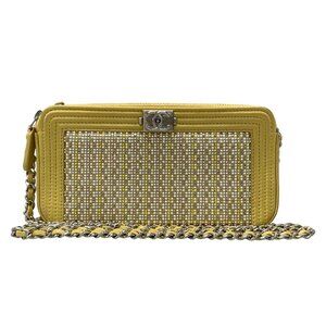 CHANEL Boy Chanel - Yellow White Silver Lambskin Suede Rhinestones